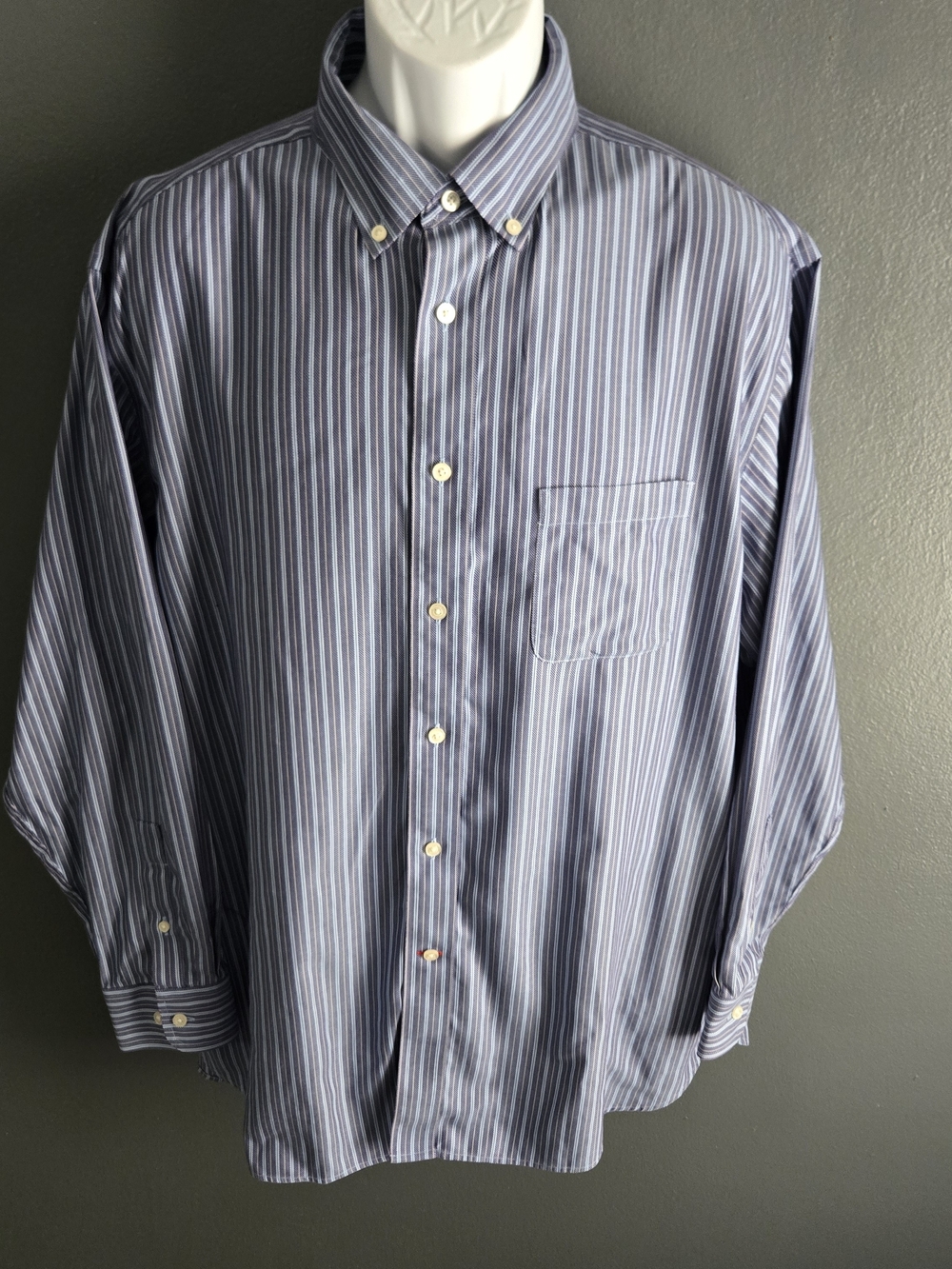 Daniel Cremieux Men's Cotton Blue Stripe Button Down Preppy Classic Dress Shirt